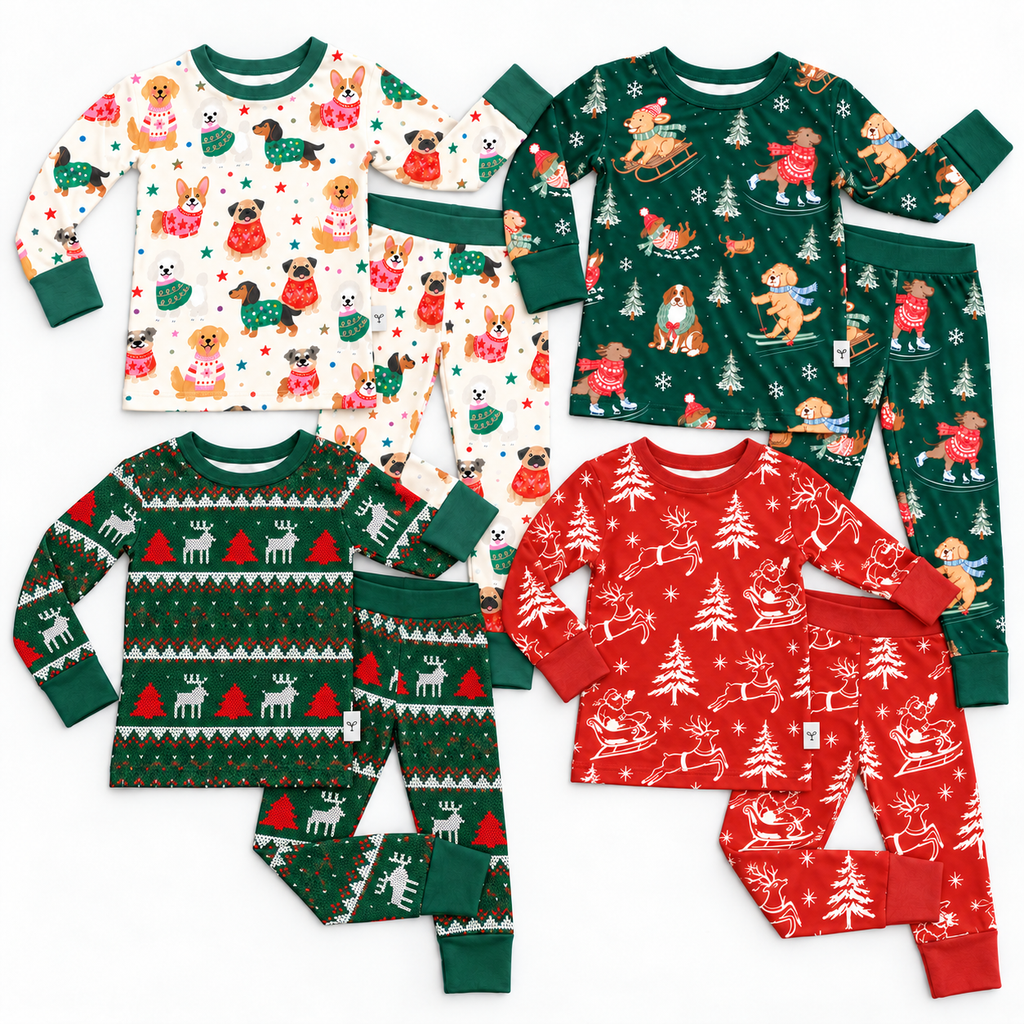 PRE-ORDER Christmas Holiday Children's Two-piece Bamboo Pajamas