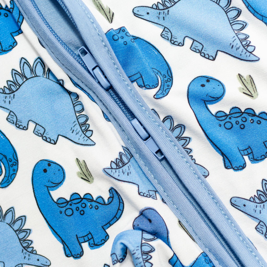 dino pattern bamboo pajama zipper.