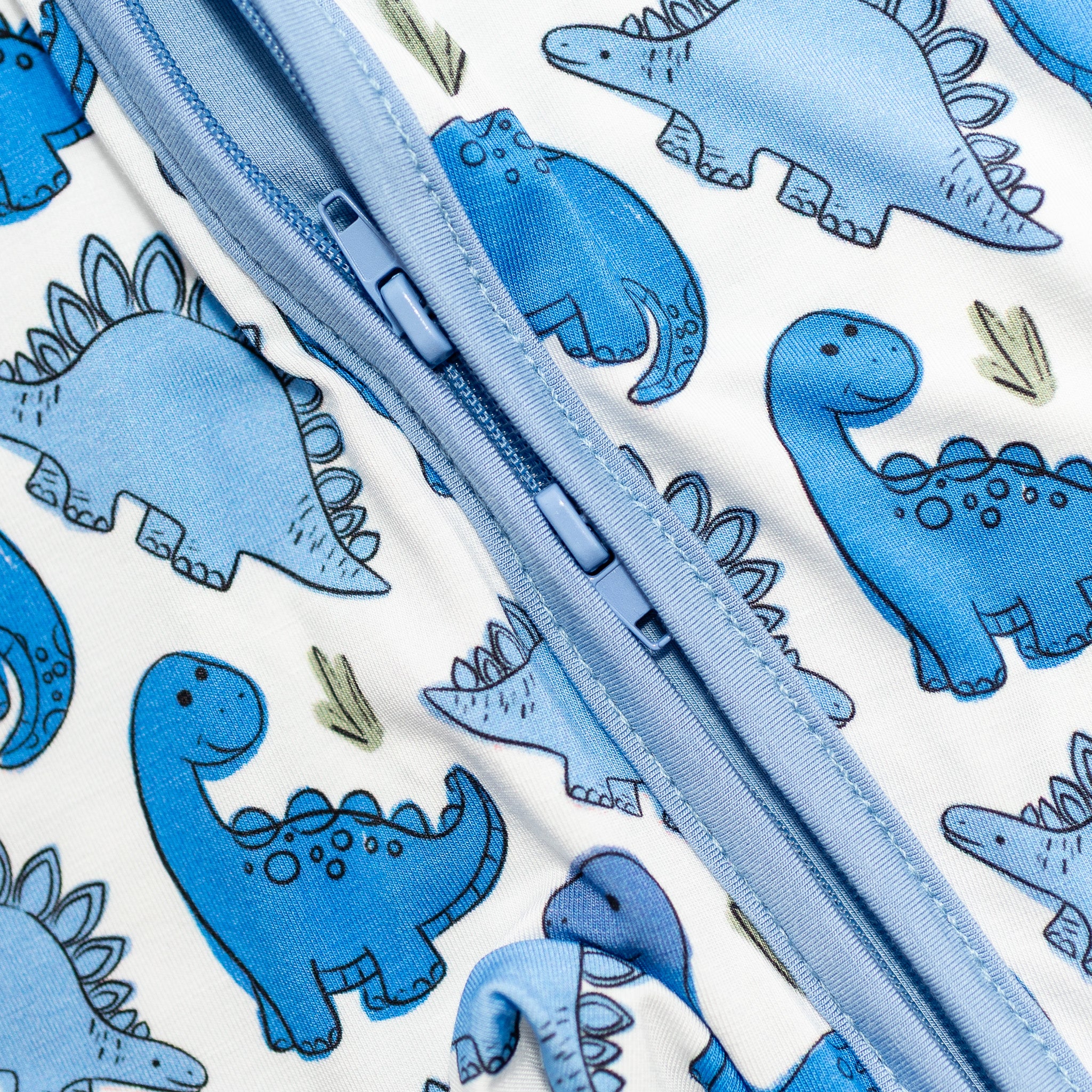 dino pattern bamboo pajama zipper.