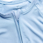 Close-up of a light blue bamboo pajama. 