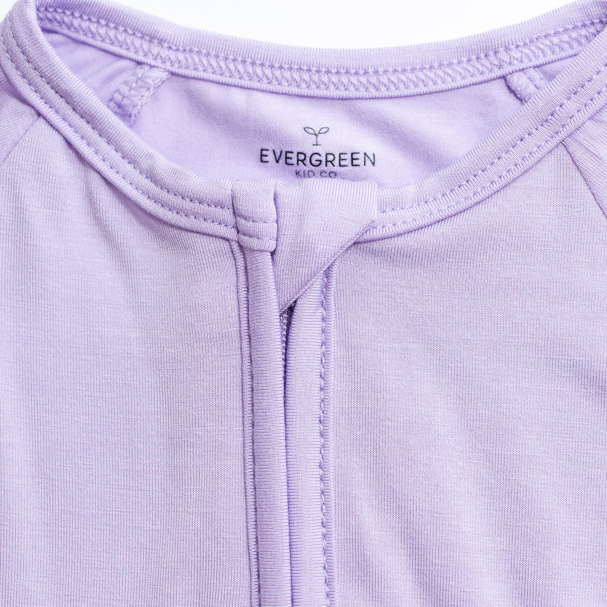 Close-up of a lavender baby bamboo pajama.