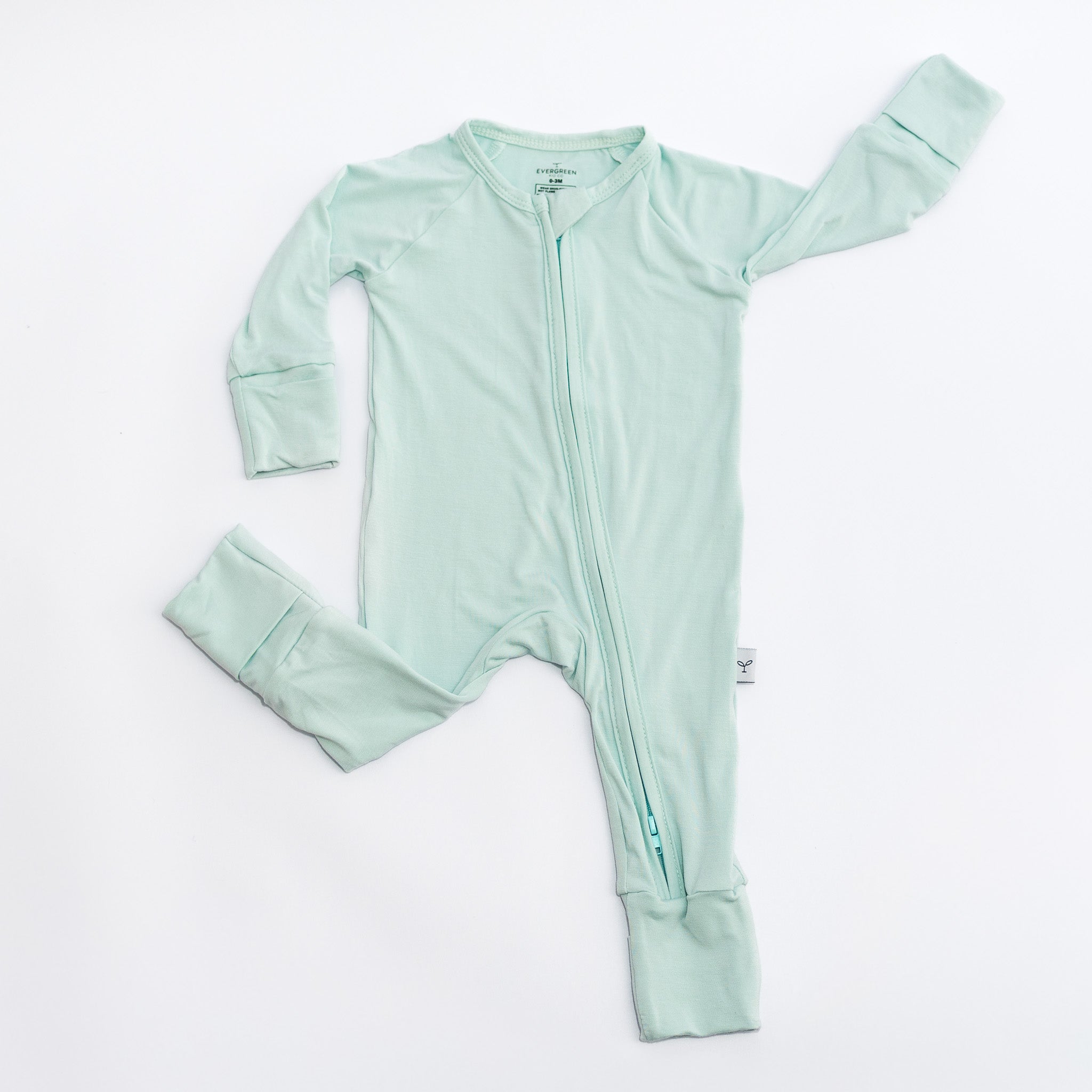 light sage bamboo baby romper pajamas.